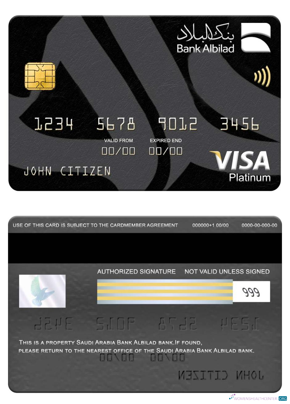Download Saudi Arabia Bank Albilad bank visa platinum card Photoshop template